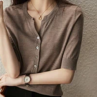 wool blend pullover sweater vest four button v neck exquisite womens thin short sleeves popular color best selling sweater