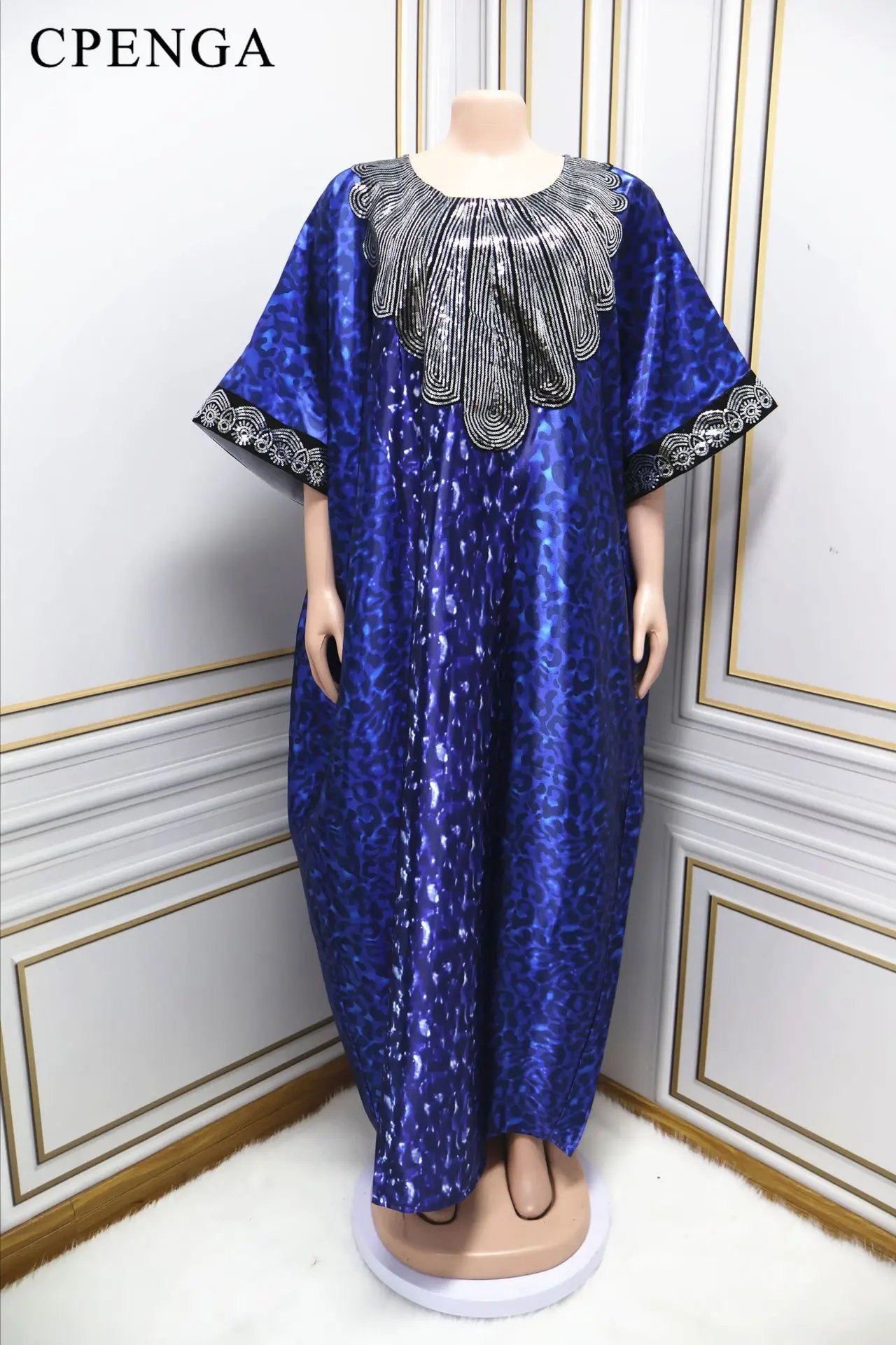 2024 Африканское платье с блестками для женщин головным убором элегантные