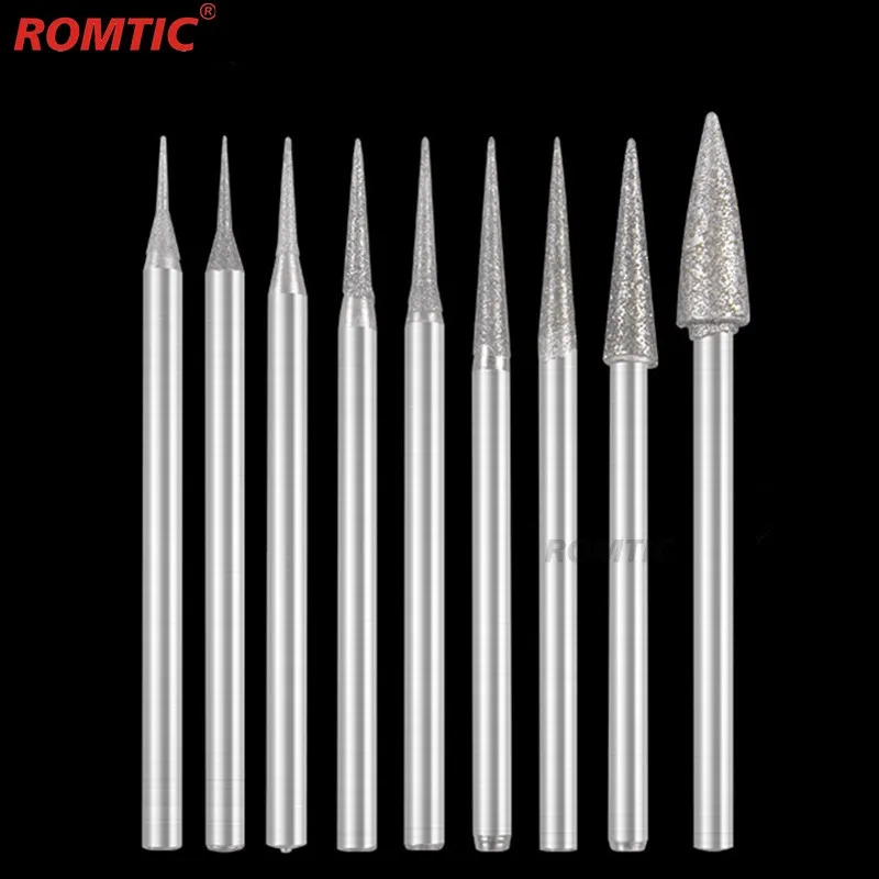 

ROMTIC Sharp Needle D Needle Wholesale Electric Emery Grinding Head Tooth Machine Emery Jade Agate Wax Carving Tool 100 pcs