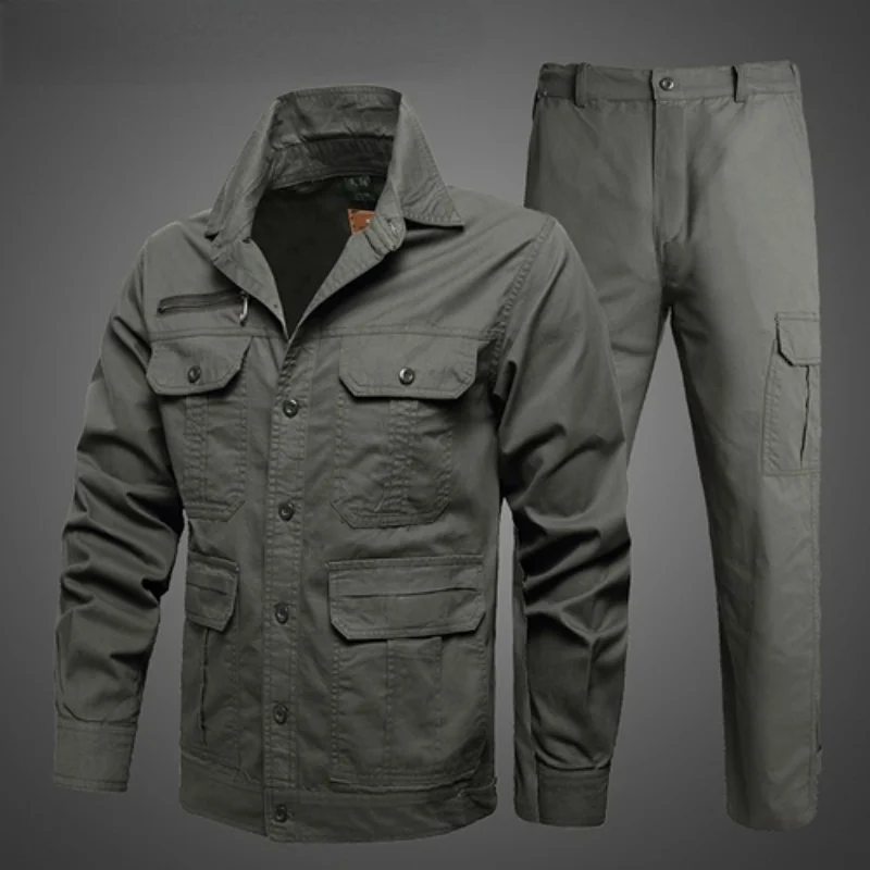 Summer Camouflage Suit Men's Thin Hunting shirts Jacket and cargo Trousers Tactical Military Cotton Breathable Multi-Pocket Suit