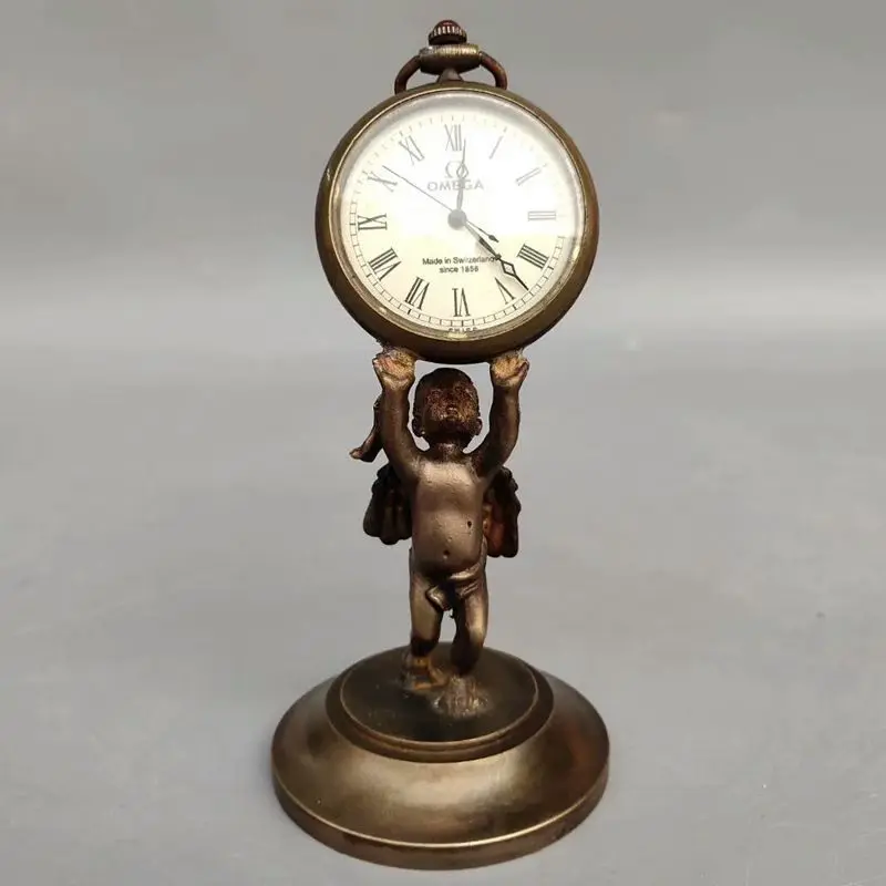 

Antique Miscellaneous Antique Retro Backflow Pure Copper Angel Mechanical Watch Home Living Room Decoration Supplies