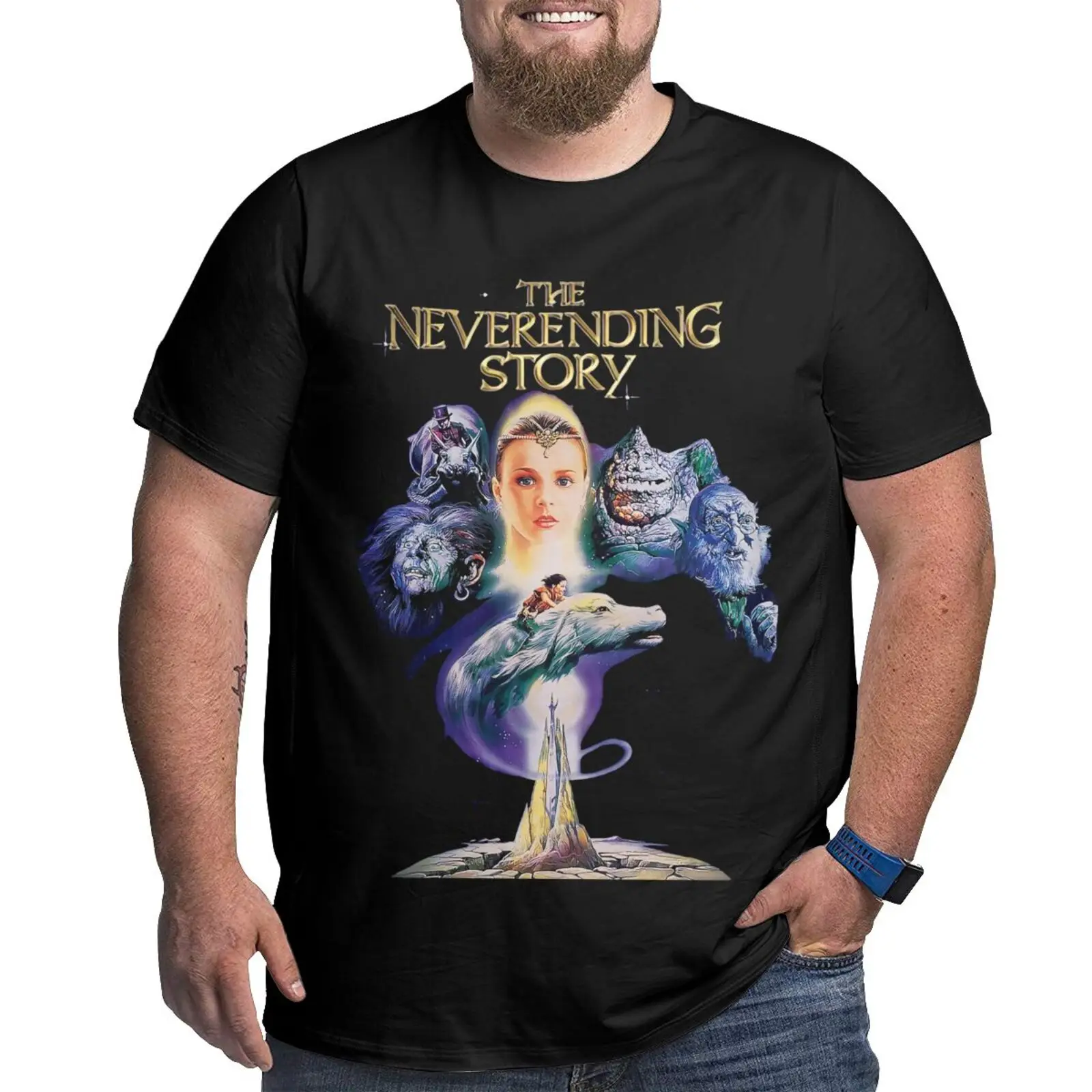 

Мужская футболка-оверсайз с постером с надписью The Neverending Story 1984