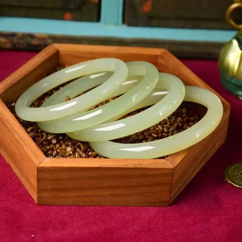 Винтажный зеленый нефритовый браслет Hotan афганистанский натуральный прозрачный