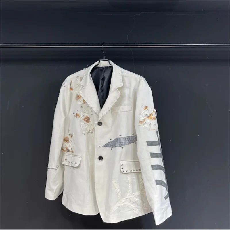 [Индивидуальный пошив] мужской пиджак низкого размера с нашивками для холодного