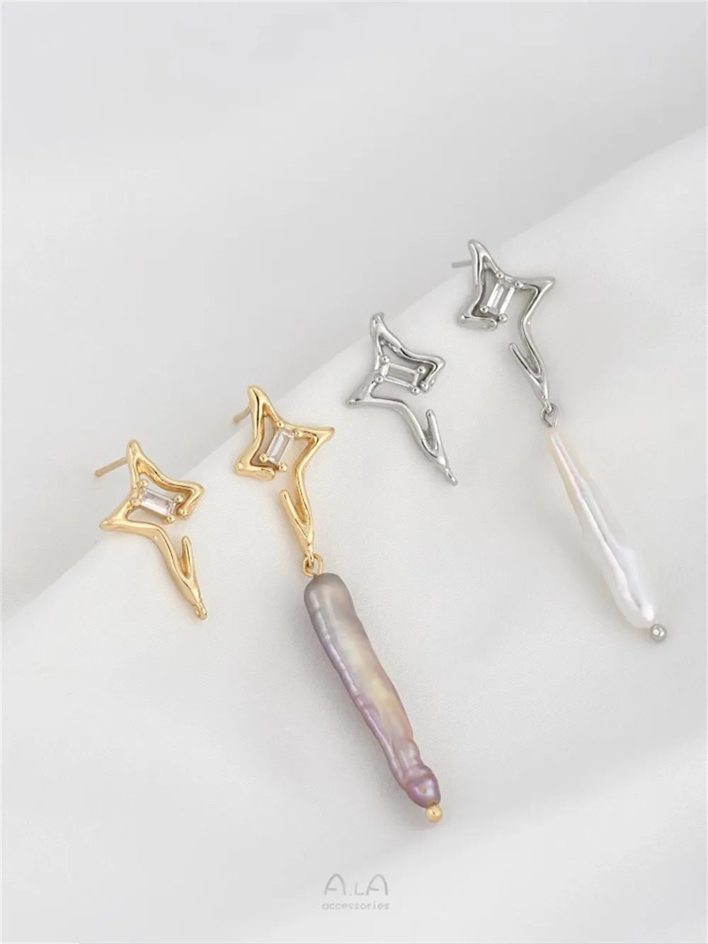 14-каратное золото лавовые нерегулярные серьги со звездами манго и кольцами