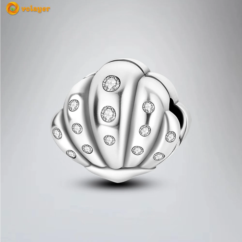 

Volayer 925 Sterling Silver Beads Shell Fixing Clip Charm fit Original Pandora Bracelets for Women DIY Jewelry Free shipping