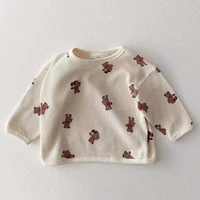 0 3 years baby girl top for infant cartoon bear floral print t shirt spring autumn cotton waffle kids clothes boys costumes