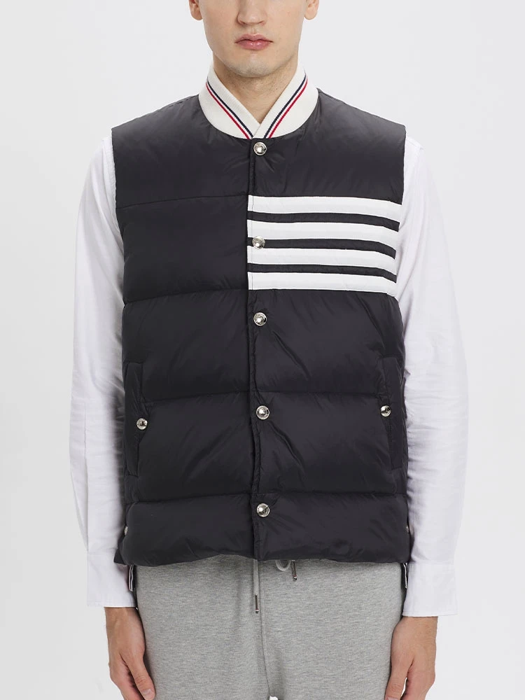 TB THOM Men's Jackets Vest 4-bar Stripe Winter Thermal Puffer Jacket Fashion Brand Down-Filled Women Loose Casual Male Coat