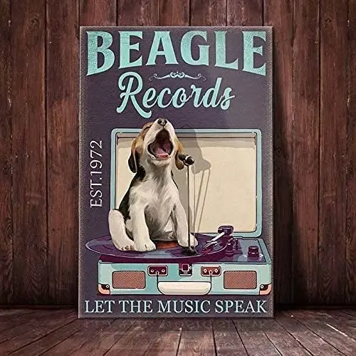 

Забавная собака металлический жестяной знак Бигль реквизит Let The Music Talk печатный плакат развлечения Бар Кафе гостиная кухня дом