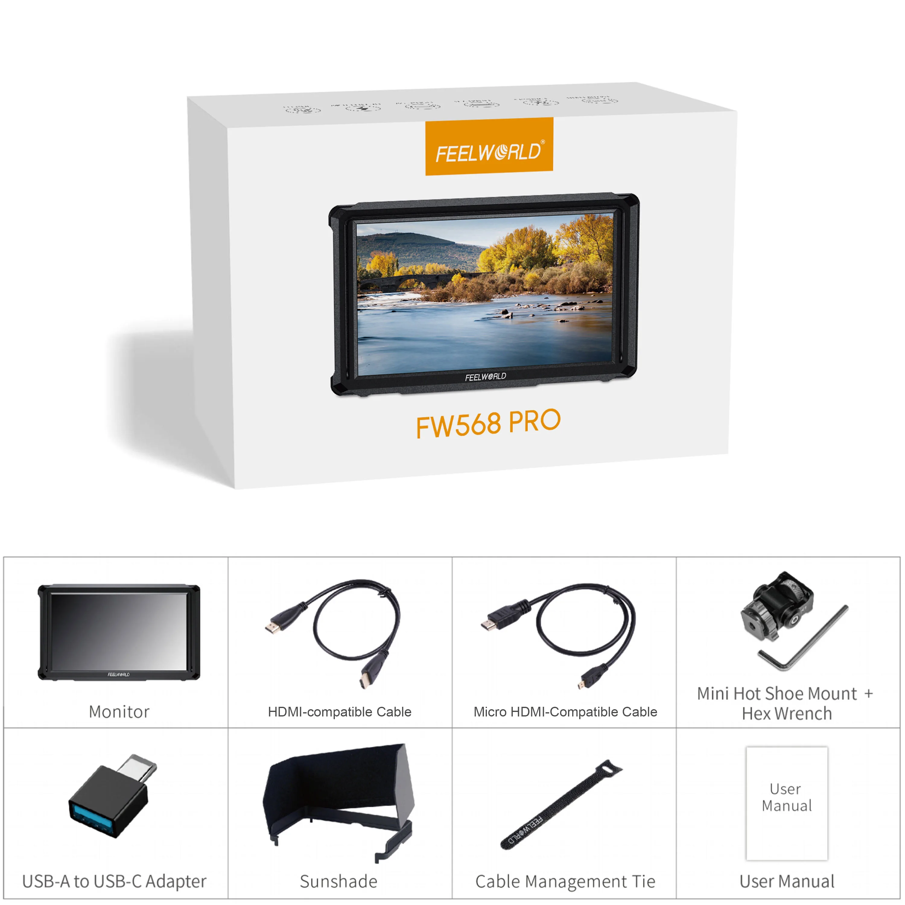 FEELWORLD FW568 PRO Встроенный монитор для камеры 4K 60 Гц 6 1200 нит LED с поддержкой HDMI для фотосъемки и видеосъемки на зеркальных камерах. (art.: 3920dce741526) - 3920dce741526