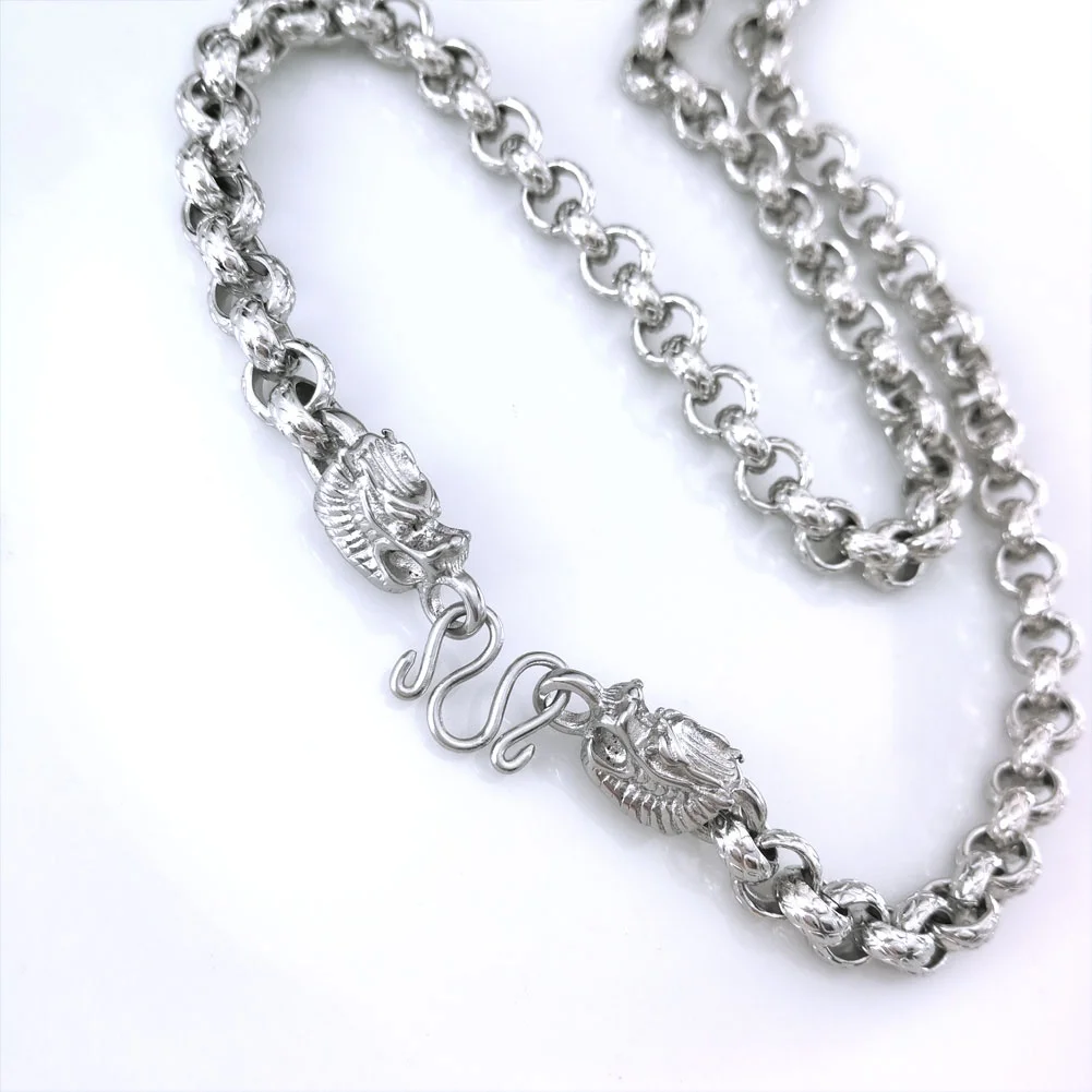

"Chinese LONG" chain head stainless steel men women 20~36inch length embossing necklace