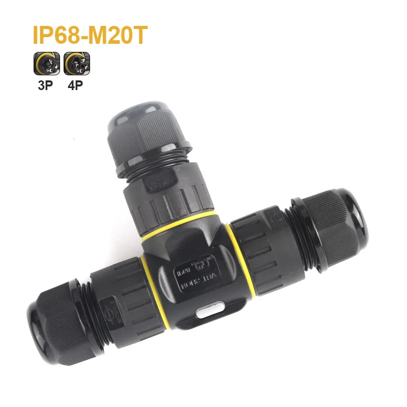 

IP68 M20 T тип водонепроницаемый разъем 3/4 Pin Кабельный соединитель терминал водонепроницаемый разъем светодиодный светильник