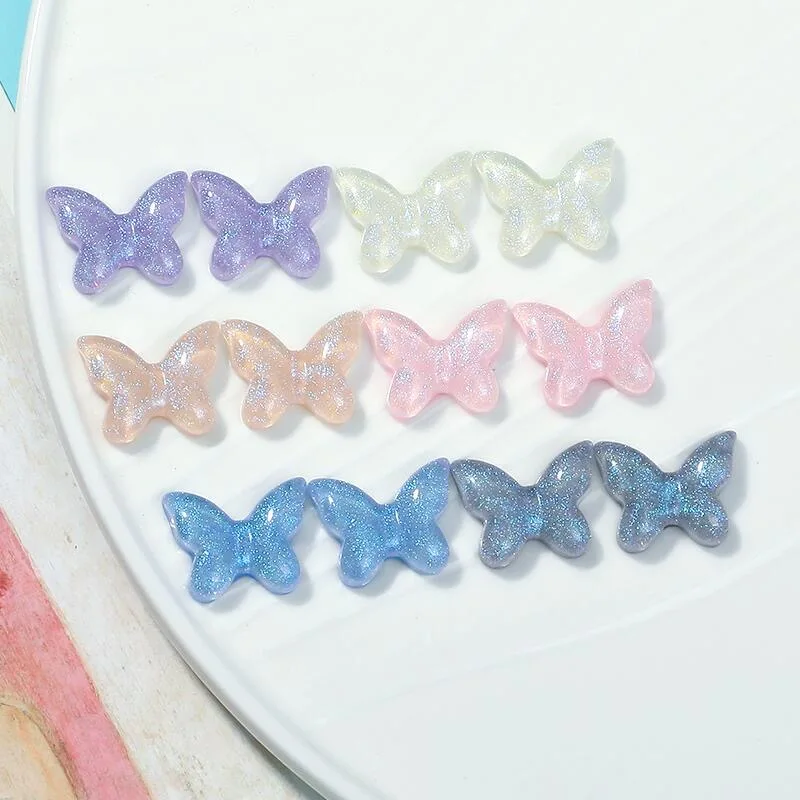 

100 шт./партия, бусины с кабошоном в форме бабочки