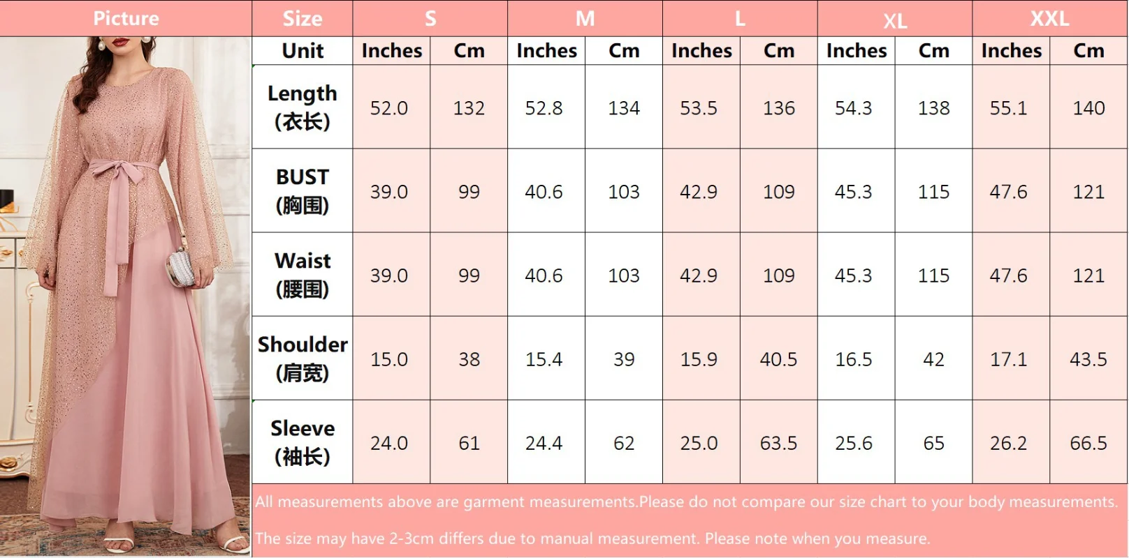 Elegant Dresses For Women Sequins Mesh Solid Pink Maxi Dress O-Neck Full Sleeve Belted Caftan Marocain Ladies Party Robe Ramadan