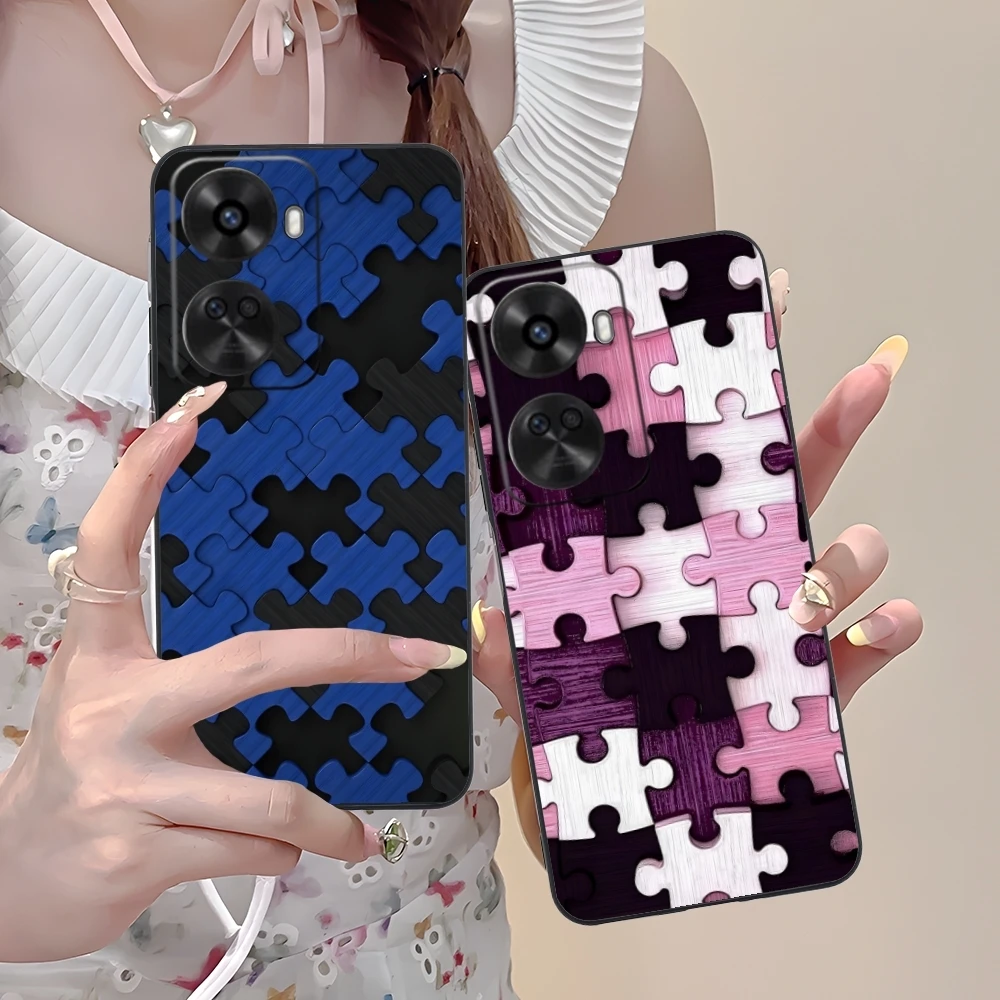 Модный красивый чехол для мобильного телефона Puzzle Huawei Nova 12 11 10 9 8 7 Pro SE 5G черный