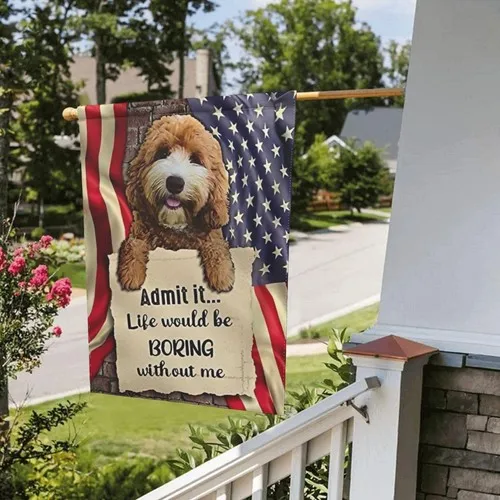 Фото Красивый садовый флаг Goldendoodle, 12,5 x 18 дюймов, двусторонний, патриотический, для сада, OOV IIC №3