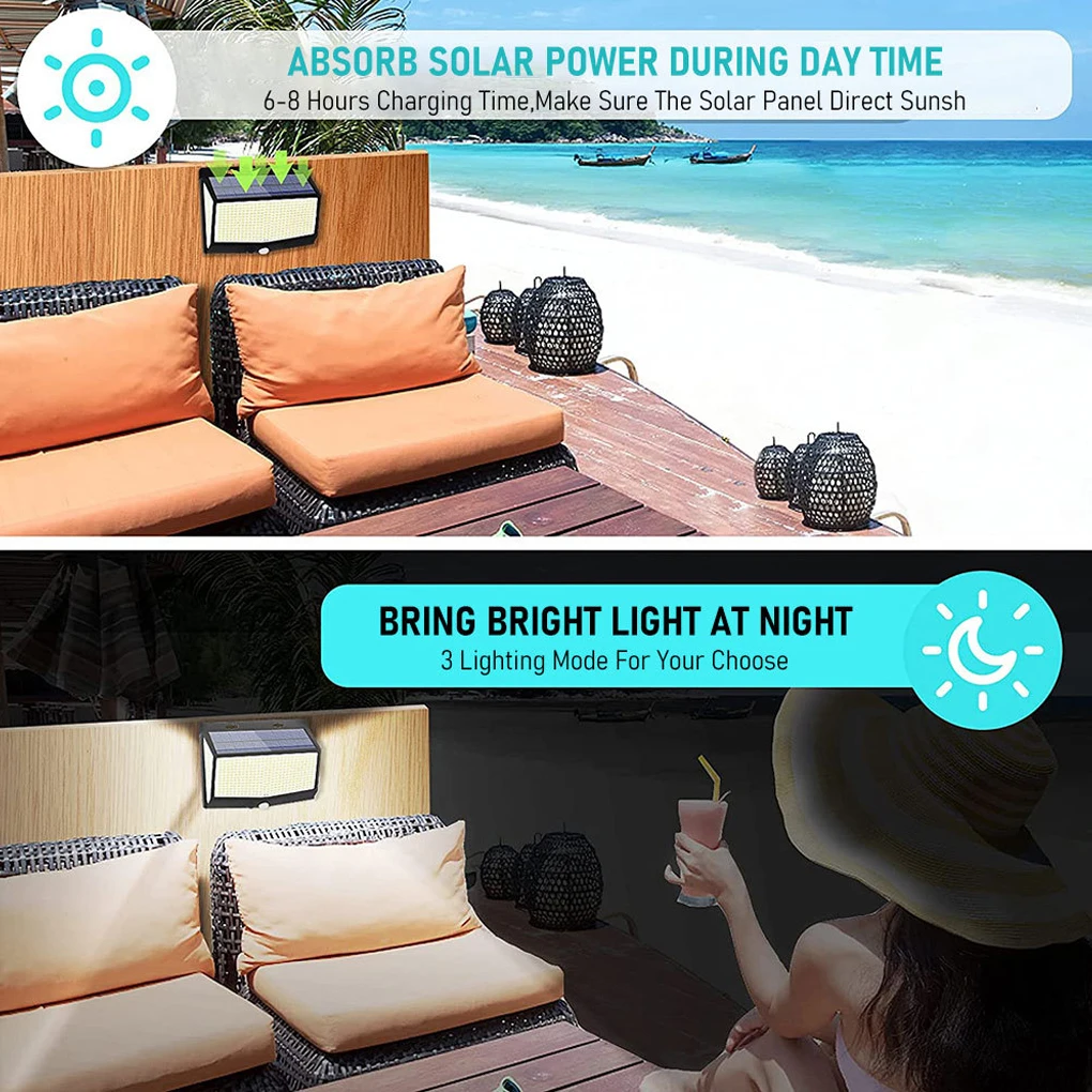 

468 светодиодный солнечные Настенные светильники высокой яркости, чувствительные солнечные светильники для наружного дома, двора, патио