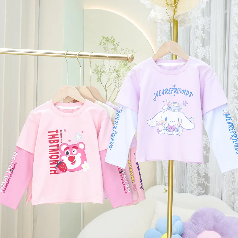 

Женская футболка с длинным рукавом и сердечками Sanrio My Melody Cinnamoroll, милая мультяшная одежда Kuromi, прекрасные игрушки для детей