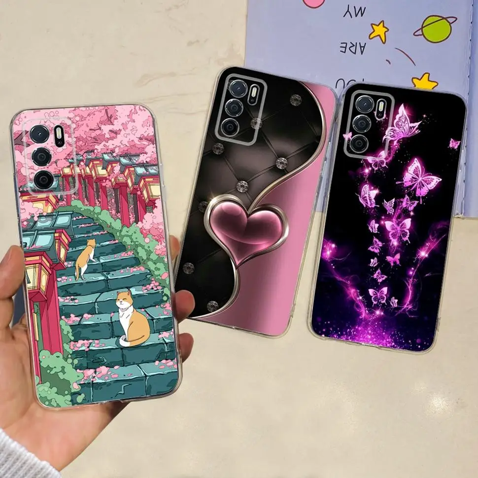 Для Oppo A16 4G Чехол CPH2269 Симпатичный окрашенный чехол Силиконовый мягкий из ТПУ для