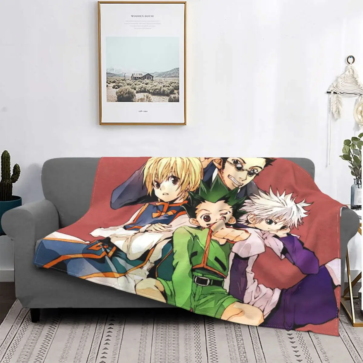 

Hunter X Hunter Anime Blankets Flannel Spring Autumn Killua Zoldyck Multi-function Warm Throw Blankets for Sofa Travel Bedspread