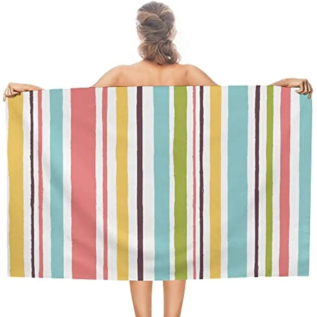 

Полотенце для душа в полоску, цветное вертикальное Радужное сахарное полотенце, оберточное, очень большое, быстросохнущее, для пляжа, 31x51 дю...