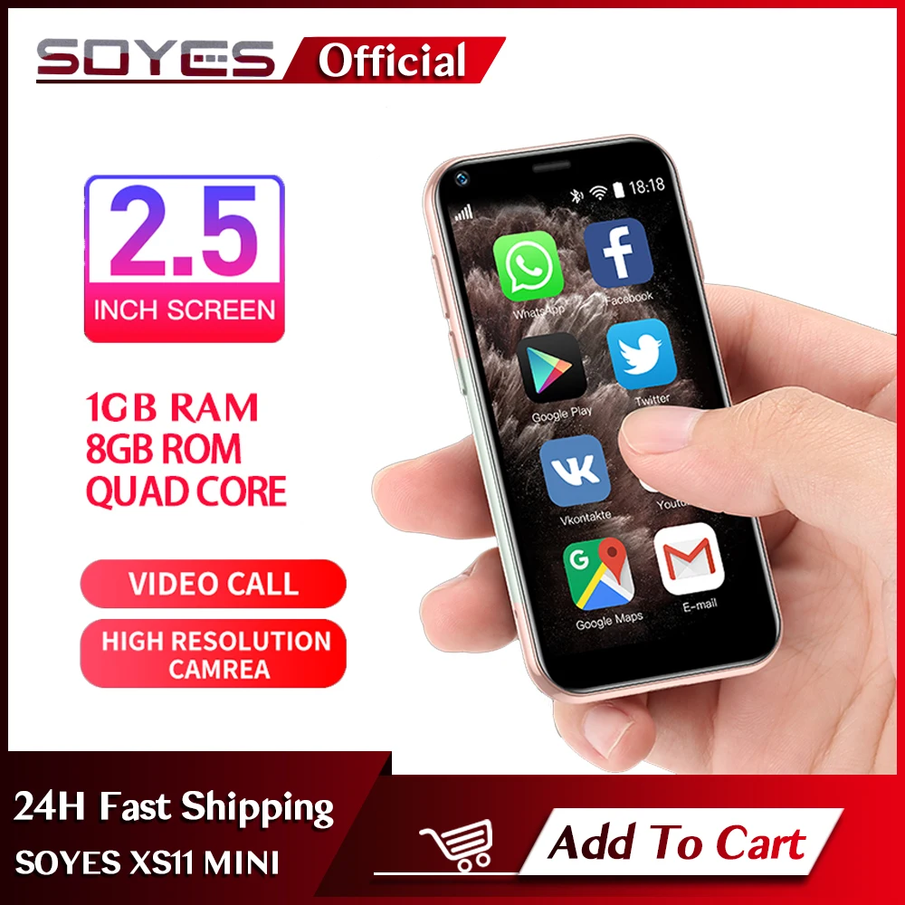 SOYES XS11 3G Mini Смартфон, 1 ГБ ОЗУ 8 Гб ПЗУ, экран 2,5 дюймов, четырёхъядерный