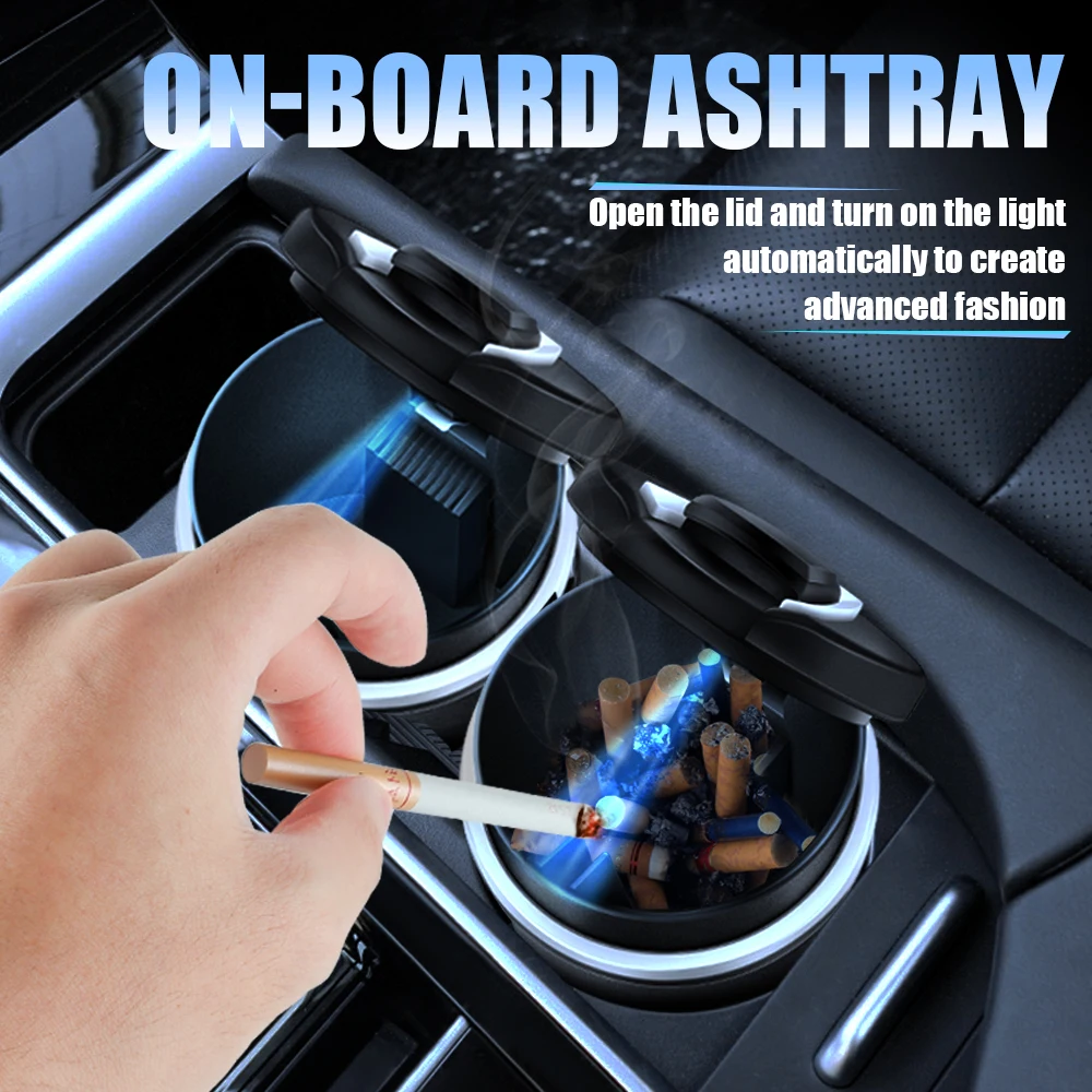 

1pcs Universal Car Ashtray With LED Light Portable Cigarette Ash Holds Cup Holder For Lexus rx300 RX450 CT200h IS200 IS250 IS300