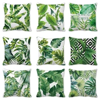 tropical plant pillowcase decorative cushion covers for sofa green leaves printed pillow chair car cushion home diy decorations