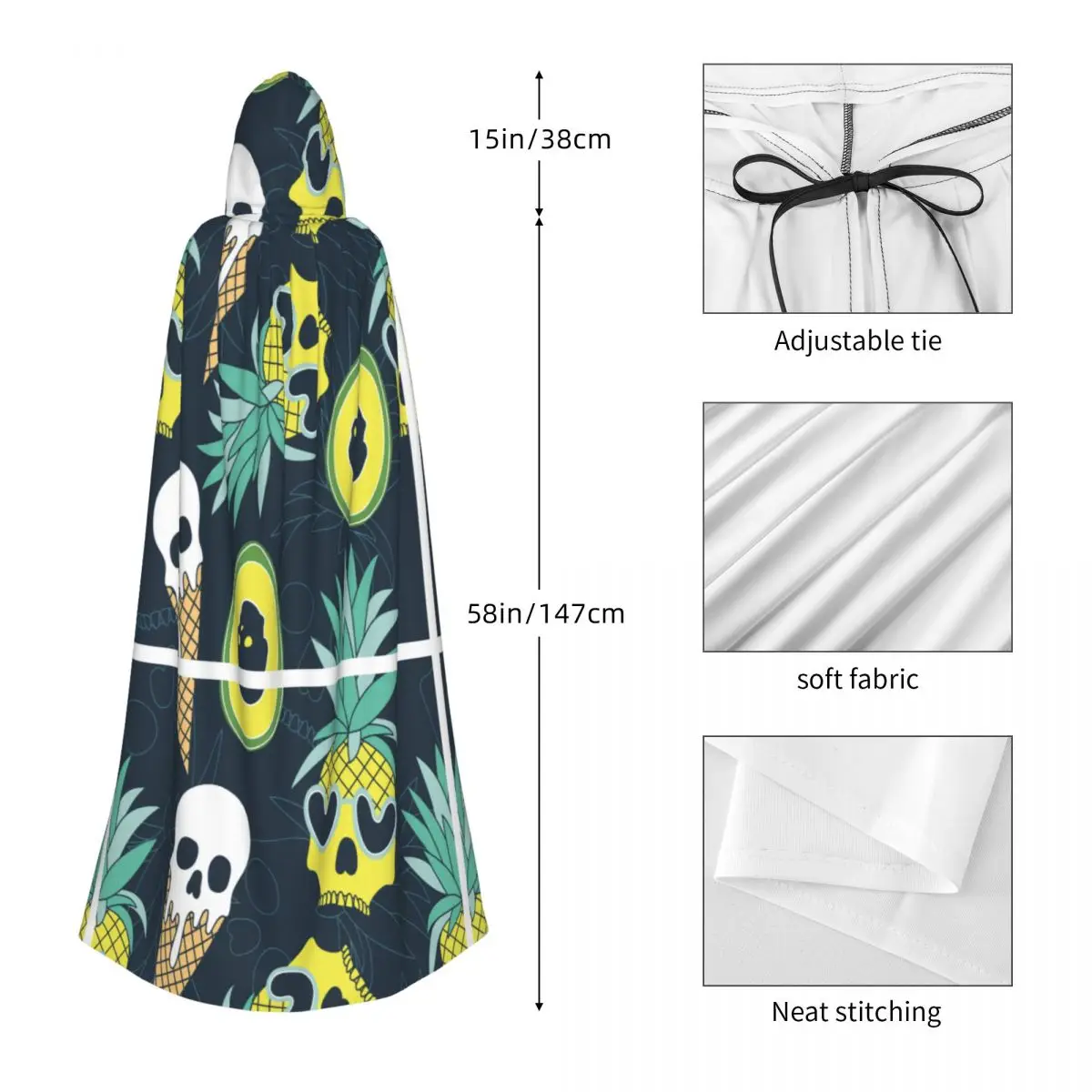 Летний женский костюм с рисунком черепа ананаса мороженого авокадо