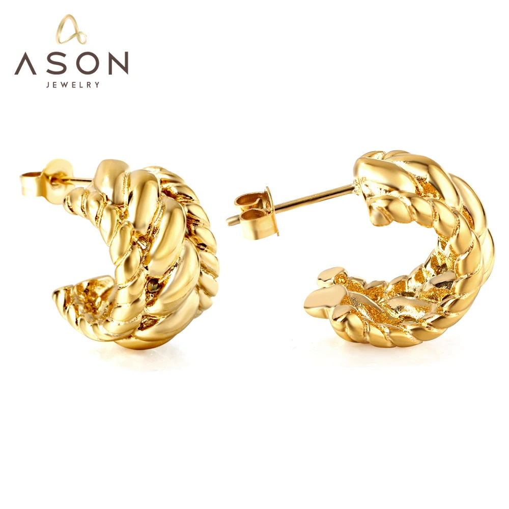 

ASONSTEEL Trendy Stripe Round Rings Open Hoops Earrings Stainless Steel Gold Color Women Men Unisex Jewelry News In Ear Studs