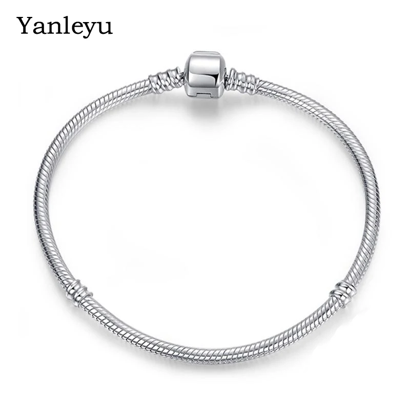 

Lose Money Sale! Yanleyu Original 925 Silver Color Snake Chain Bracelet Charm Bead DIY Jewelry Pan Bracelet Women Gift