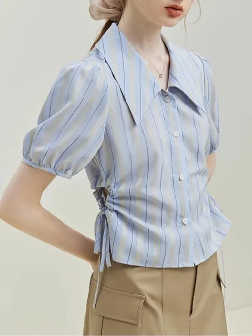 

2023 модная футболка с коротким рукавом Спайс для девушек женская летняя новая нишевая дизайнерская маленькая Элегантная футболка темпераментная рубашка