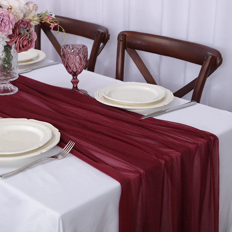 

Шифоновая дорожка для стола, прозрачная ткань, шелк для бохо, прозрачная ткань, свадебная арка, накладка, драпированное украшение, декор стола для дня рождения