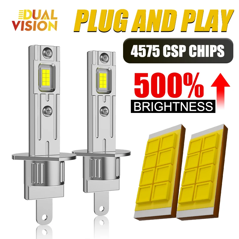 H1 светодиодный фара 1:1 мини 6000K автомобильные лампы супер яркие подключи и играй