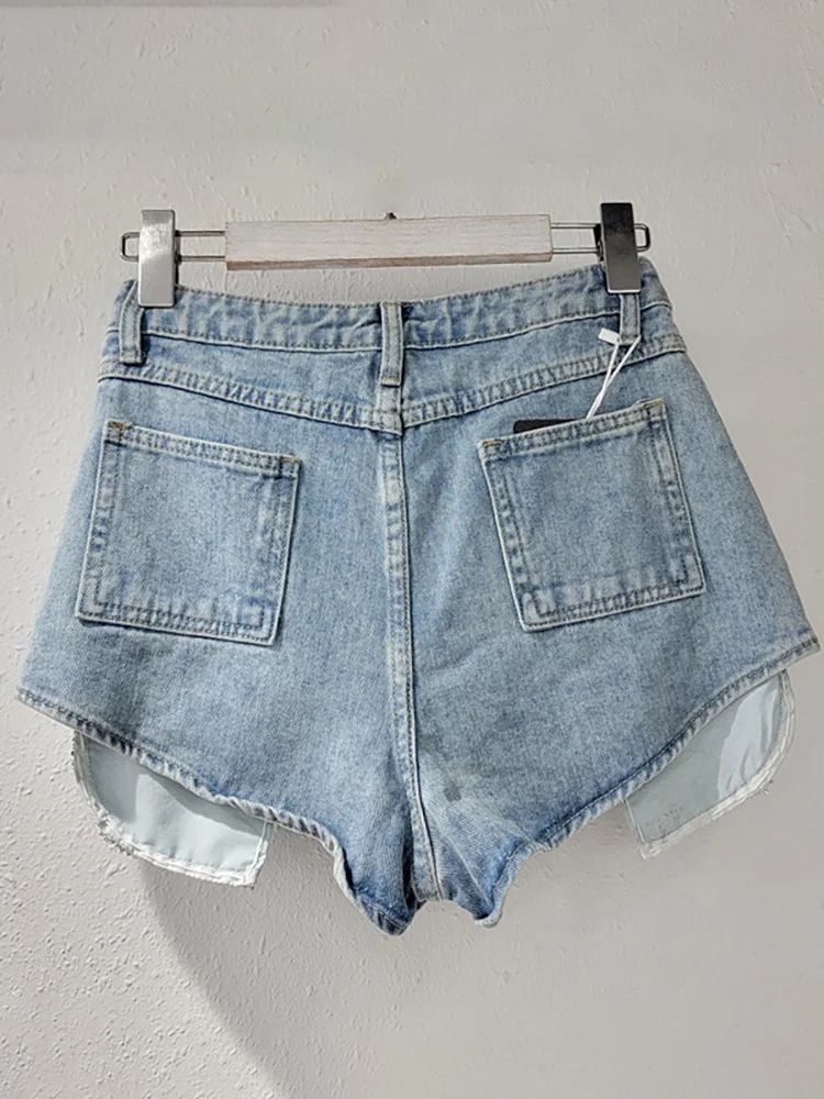 Женские джинсы с завышенной талией DEAT короткие джинсовые брюки широкими