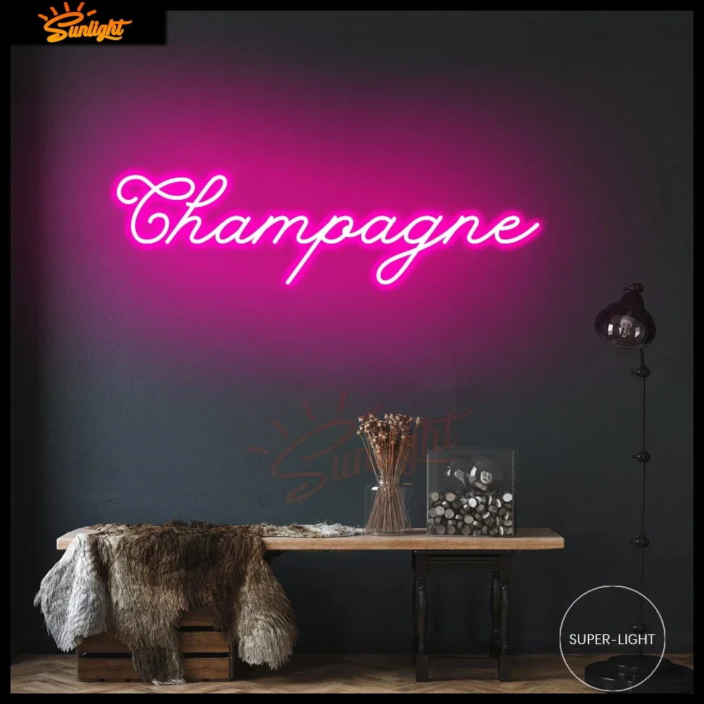 Неоновая вывеска цвета шампанского неоновая для украшения стен двери комнаты