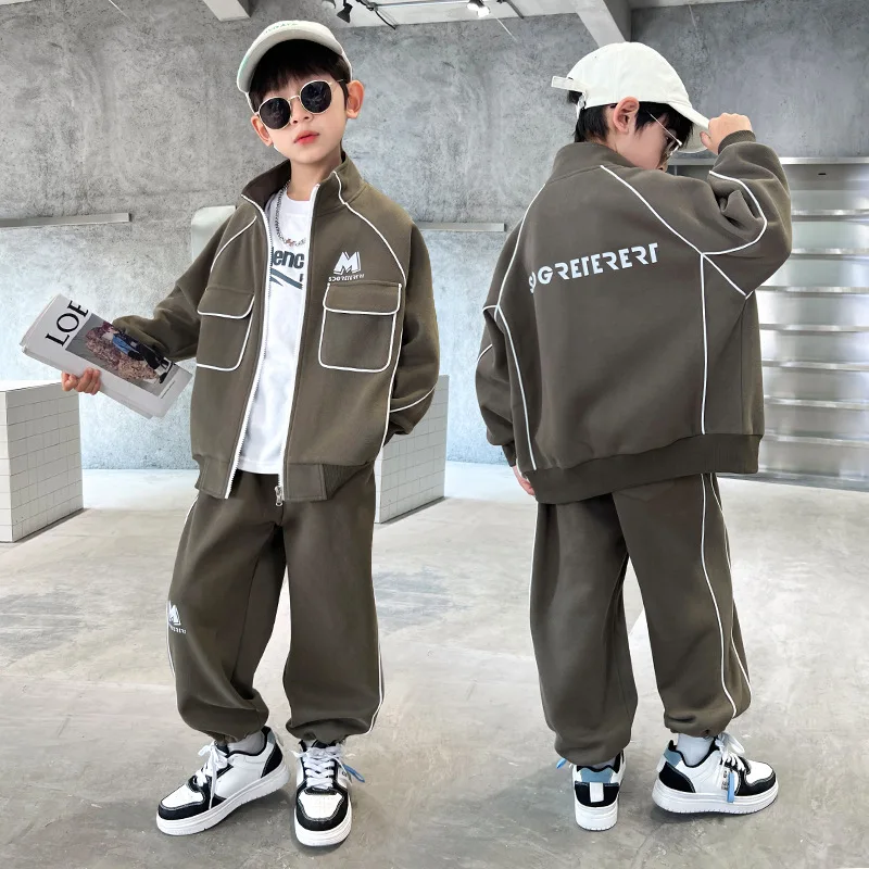 

Boys Coat +Pants Kids Sets Tracksuit 2PCS/Set 2023 Thread Spring Autumn Cotton Outfits Jogging Suit Children Clothing