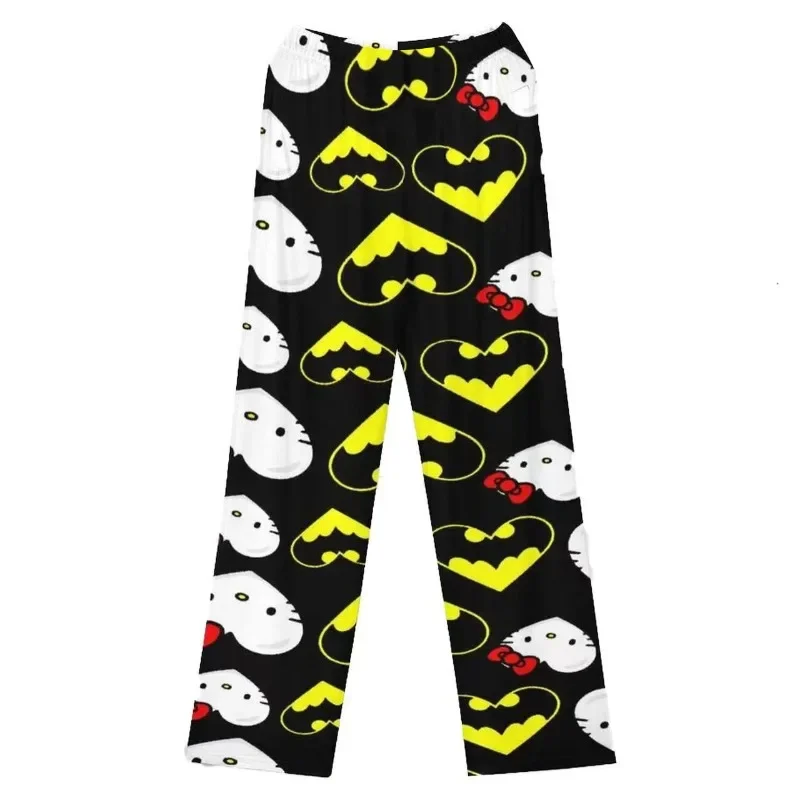 Пижамные штаны Hello Kitty хлопковые свободные женские пижамные Человек-паук для сна