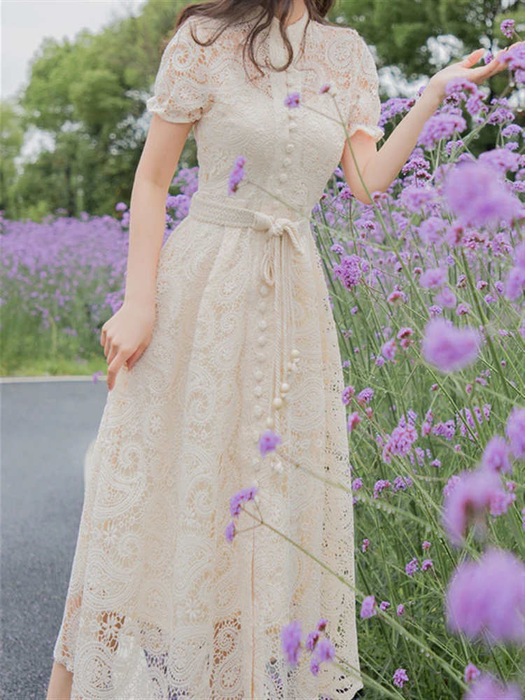 Женское платье с вышивкой однотонное винтажное Привлекательное платье-трапеция