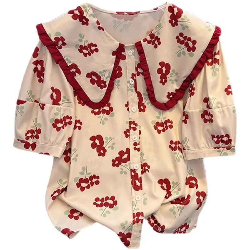 Рубашка DAYIFUN женская с французским цветочным дизайном повседневная уникальная