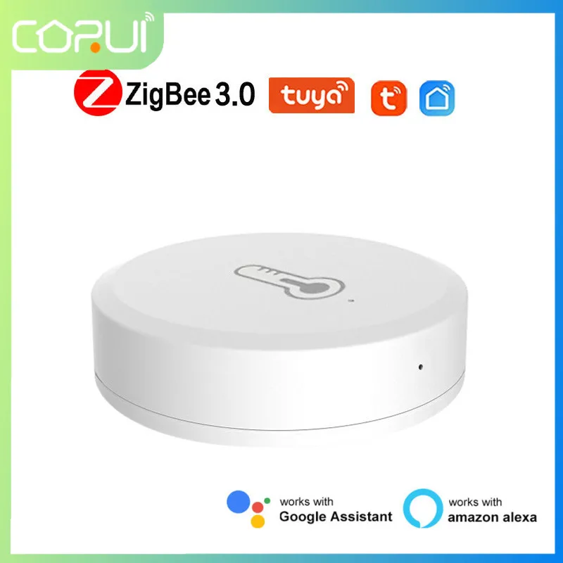 

CORUI Tuya ZigBee Smart Temperature And Humidity Sensor Battery Powered Smart Home Gadget Smart Life Alexa Google Home Assistant