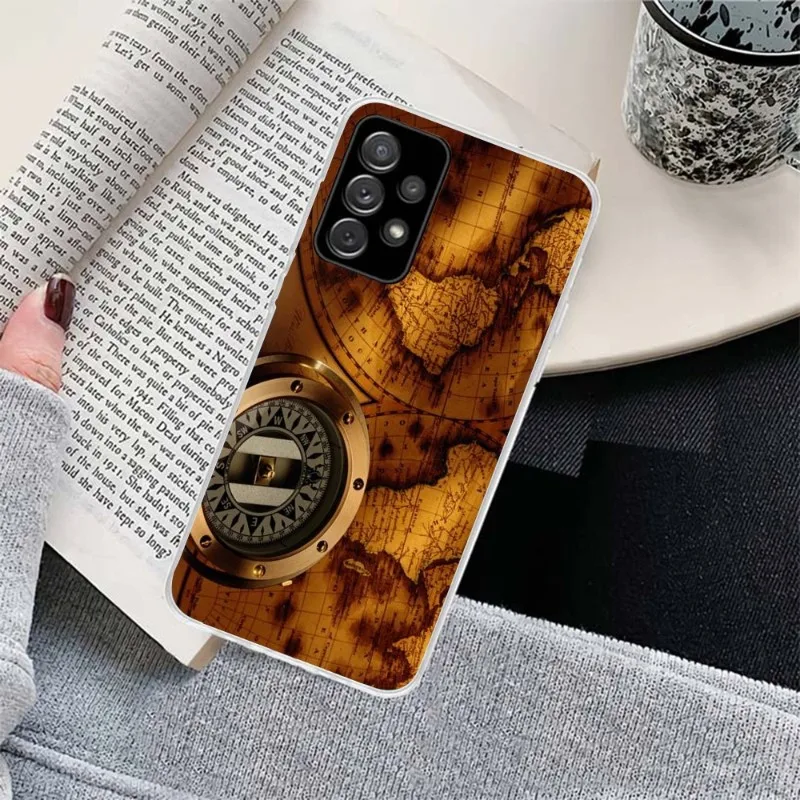 Чехол для телефона с компасом и картой мира Samsung Galaxy S9 S10 Plus S10E S20FE A71 A51 A21S