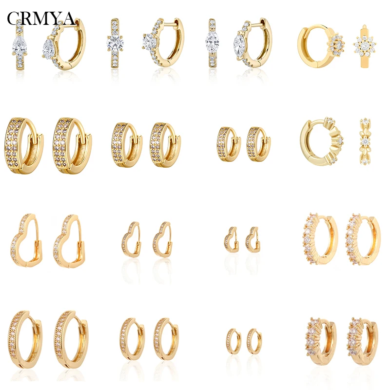 

CRMYA Gold Silver Filled Fashion Hoop Earrings for Women CZ Zircon Piercing Circle Earrings 2022 Party Wedding Jewelry Wholesale