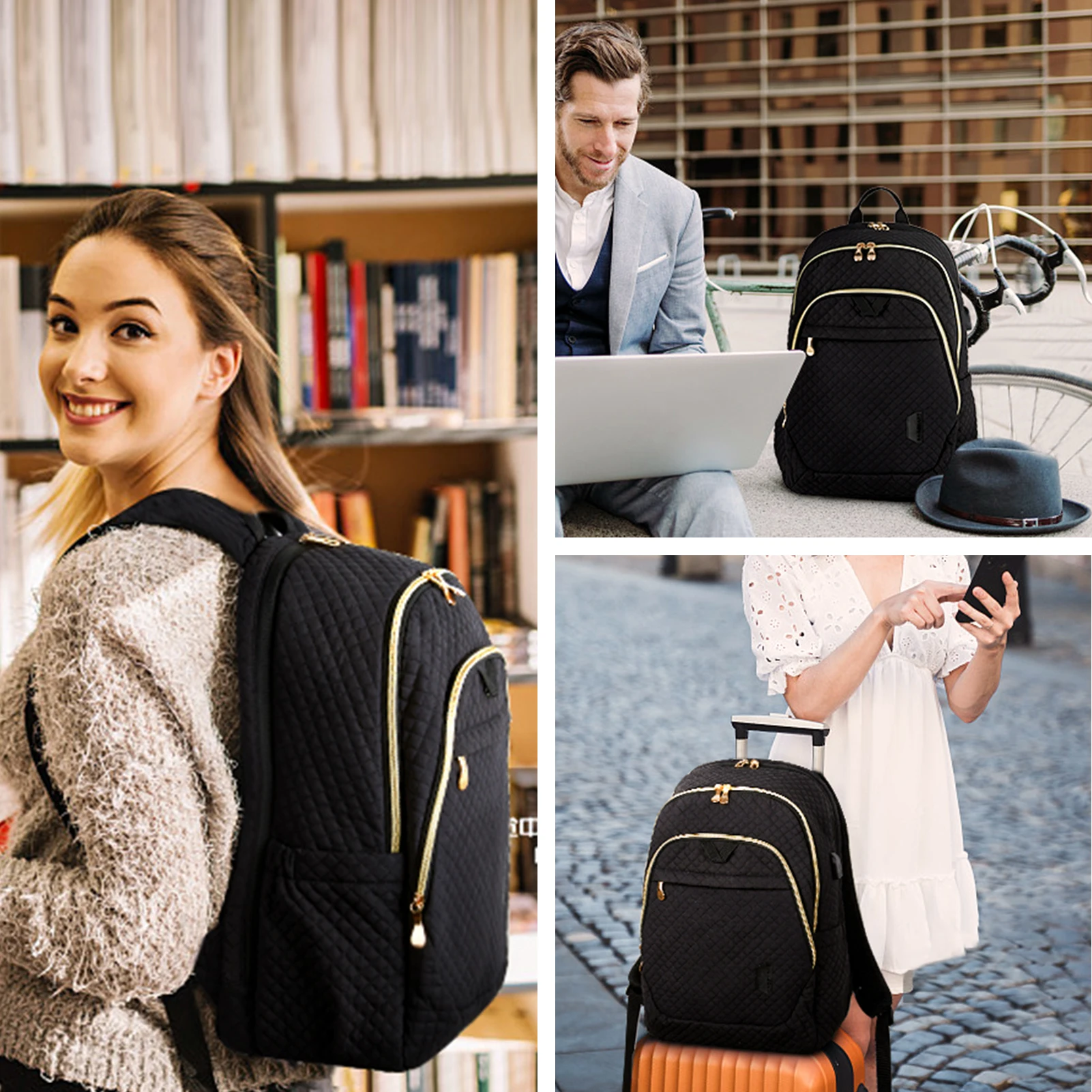 BAGSMART Backpacks for Women College School Bag 17.5’’ /15.6’’ Notebook Travel Laptop Computer Backpack with USB Charging Port images - 6