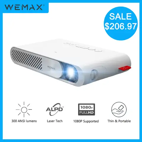 Лазерный Карманный мини-проектор WEMAX GO ALPD, ультрапортативный смарт-проектор 300 ANSI-лм 1080P с поддержкой Wi-Fi, Портативный кинотеатр