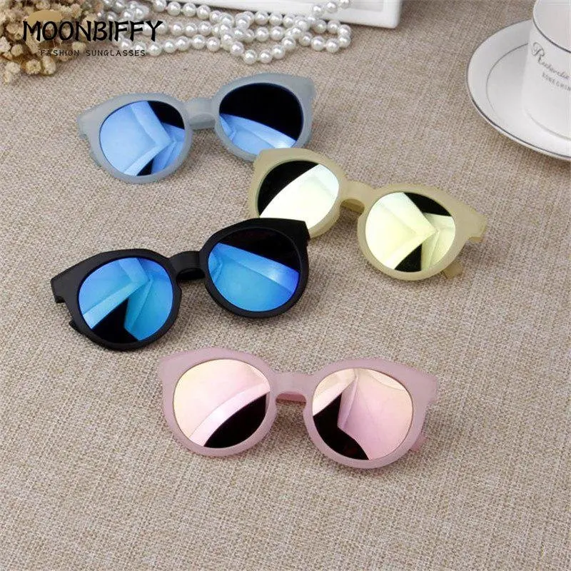 

2023 Kids Sunglasses Colorful Reflective Mirror Hot Boys Girls Kids Child Classic Retro Cute Sun Glasses Round Eyewear UV400