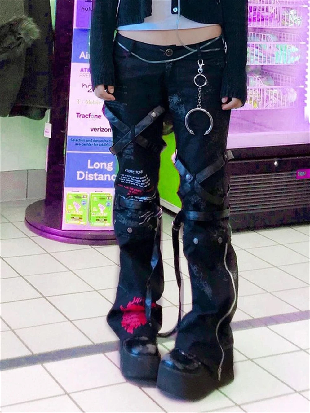 Fairy Grunge Свободные брюки для женщин Женская Мода Повседневная уличная одежда