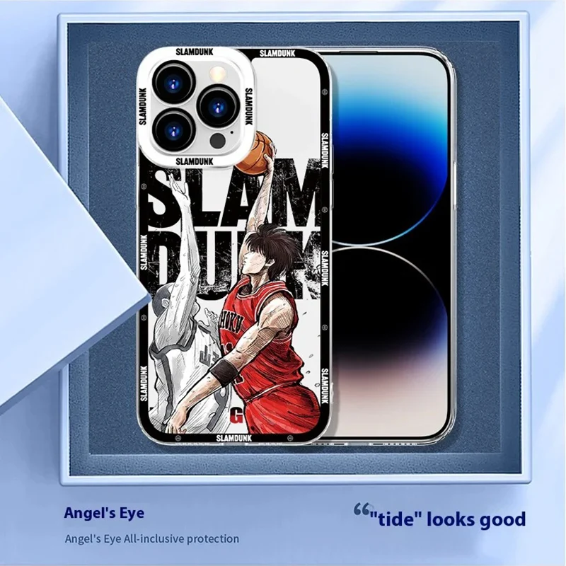 Чехол для телефона с аниме Slam Dunk iPhone 16 Pro Max 15 14 Plus 13 12 11 XR XS X 8 7 SE 2020 мягкая