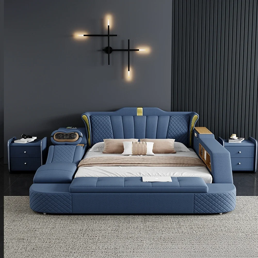 Tech Smart Bed для 2 человек с кроватью большого размера Queen натуральная кожа массаж USB