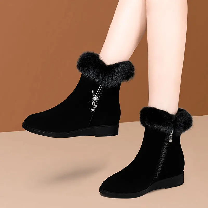 

Женские зимние черные сапоги Botas Mujer, уличные женские сапоги из хлопка, новый стиль 2023, удобные бархатные непромокаемые женские теплые сапоги